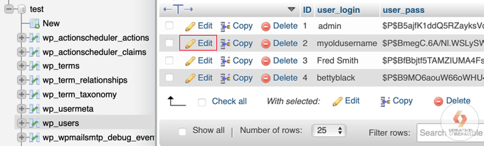 phpmyadmin edit